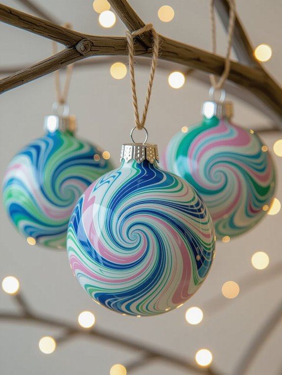 marbled clay holiday ornaments