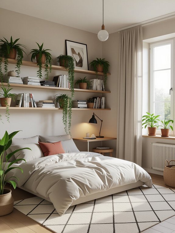 maximize space with shelves