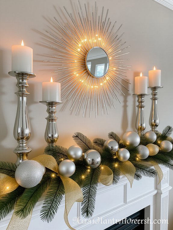 metallic glass mantel accents