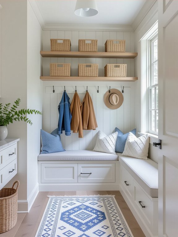 mini mudroom laundry organization