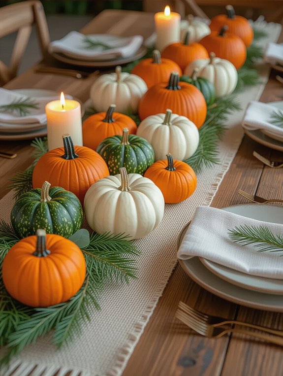 mini pumpkins table decor