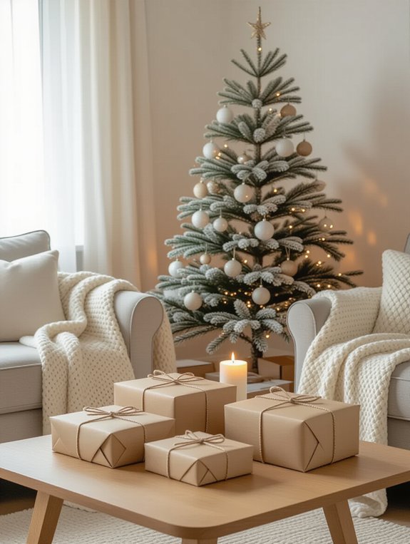 minimalist holiday gift wrapping