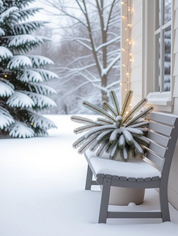 minimalist winter porch greenery