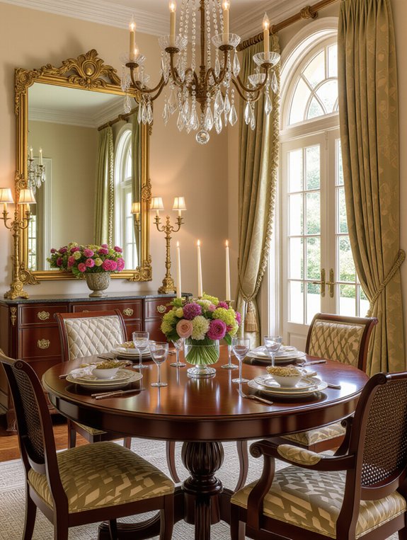 mirrors expand dining space