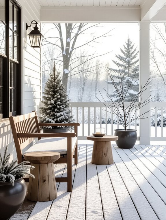 natural winter porch decor