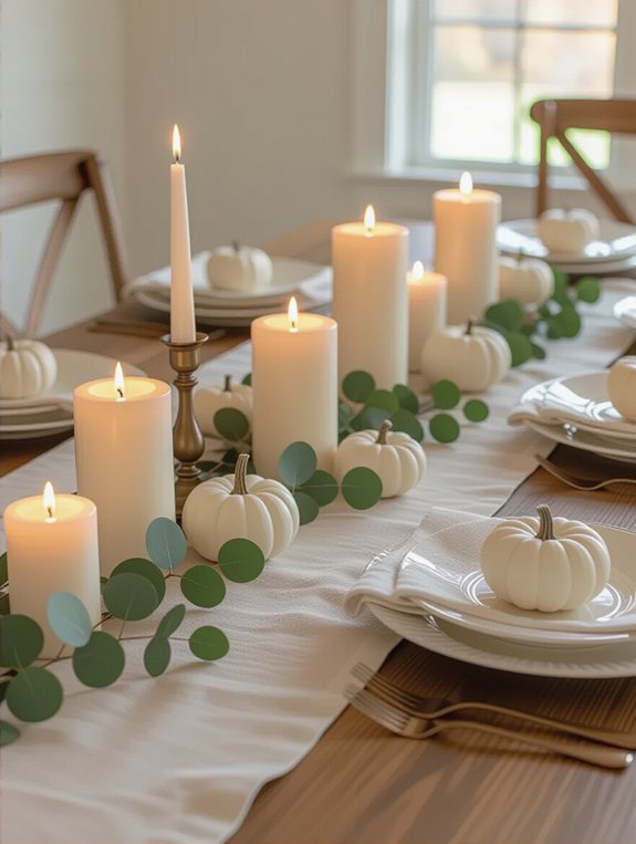 neutral candle thanksgiving decor