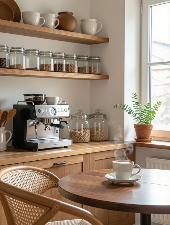 open shelving for convenience