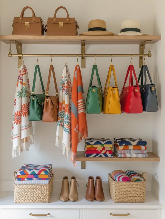 organize bags and scarves