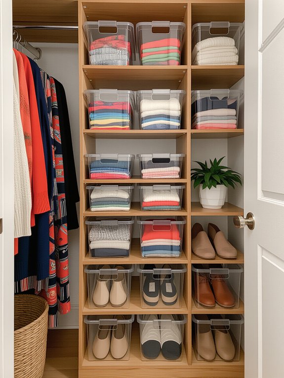 organize with clear bins