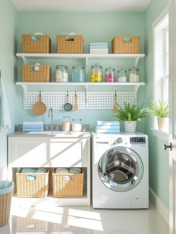organized cleaning supplies area