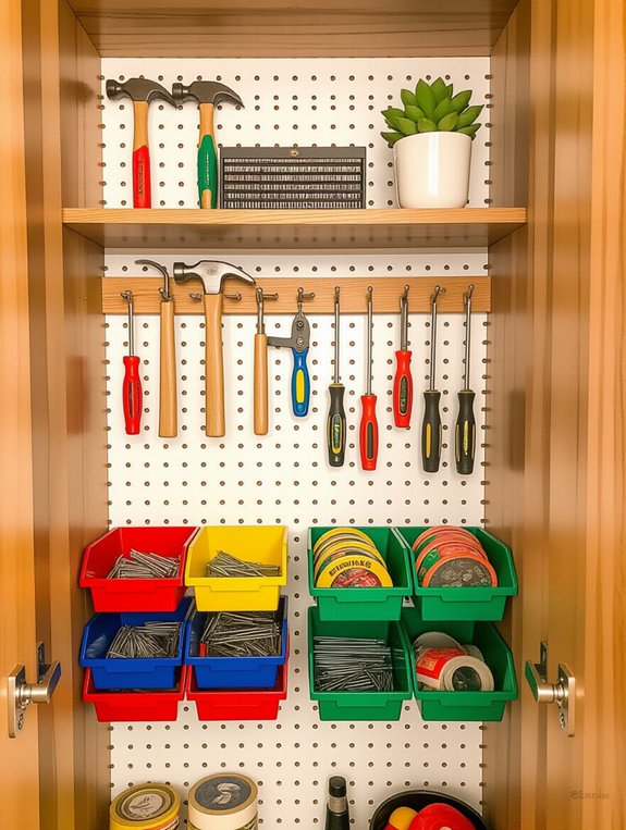 organized tools with pegboard