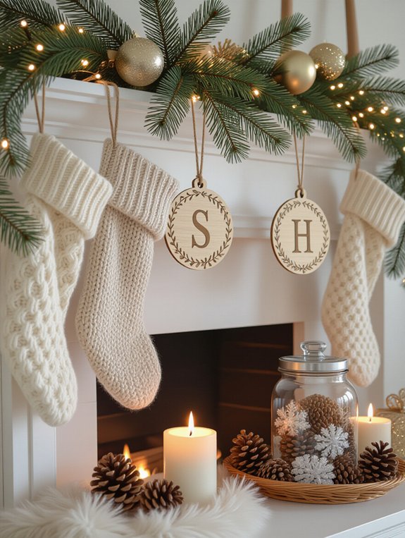 personalized winter mantel decor