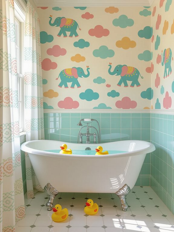 playful wallpaper for bathrooms