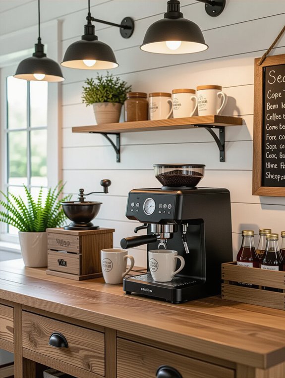 rustic farmhouse coffee station