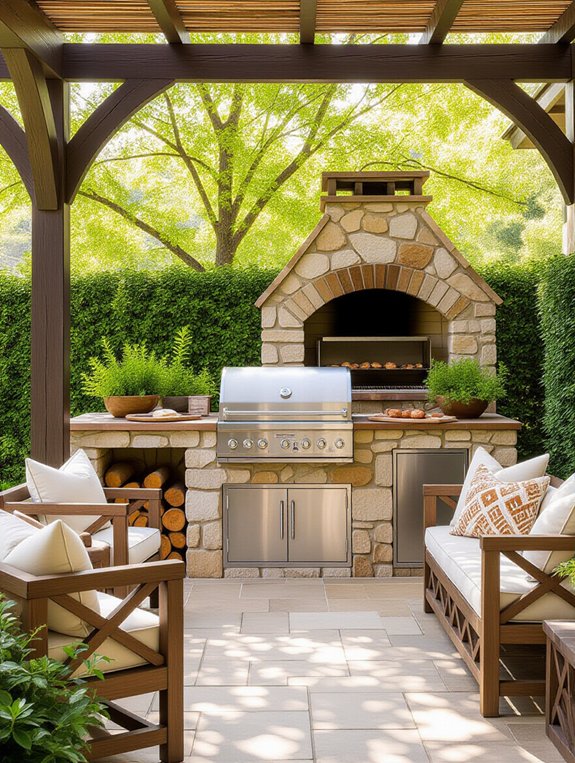 rustic stone grill station