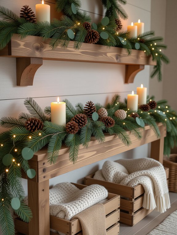 rustic wooden mantle decor