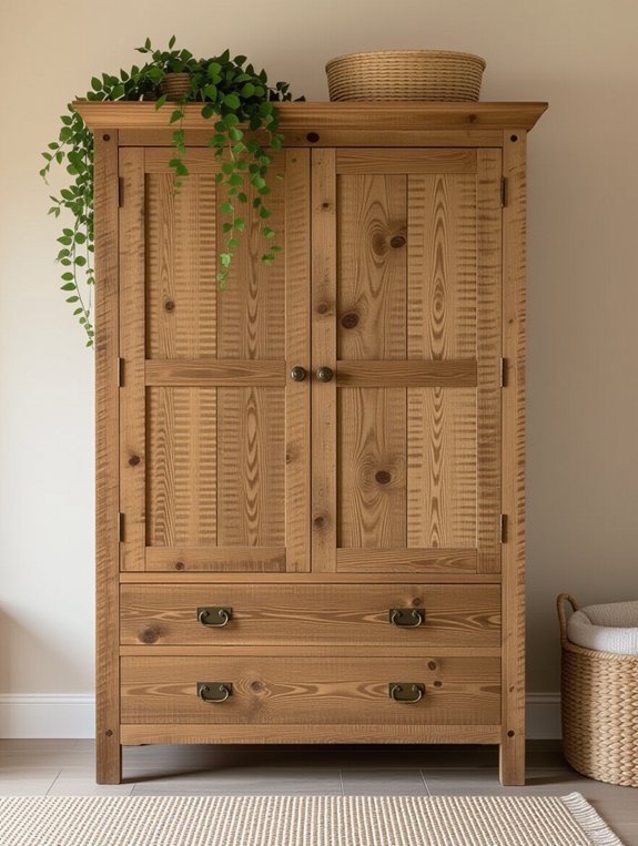 rustic wooden wardrobe features