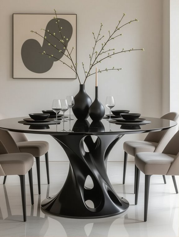 sculptural black dining table