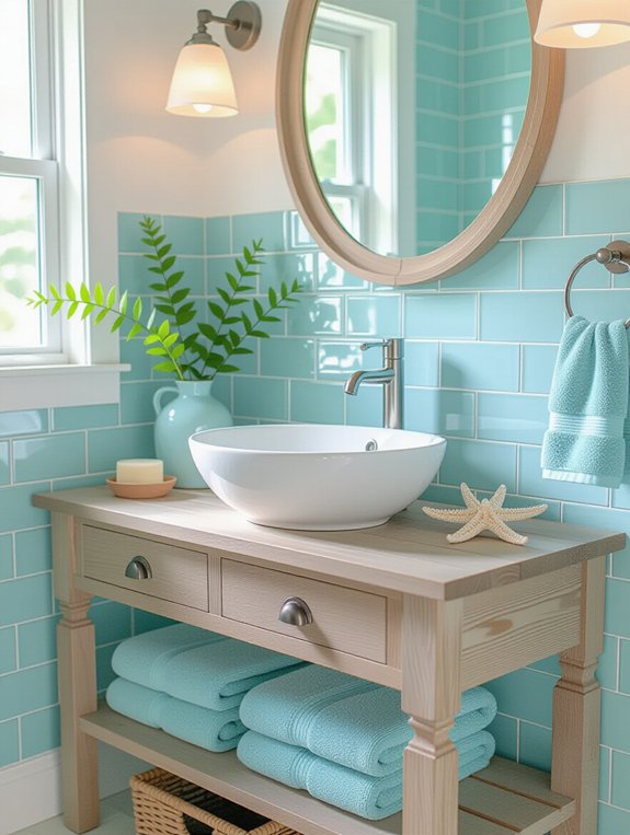 serene light blue tiles