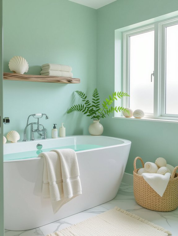 serene seafoam green bathroom