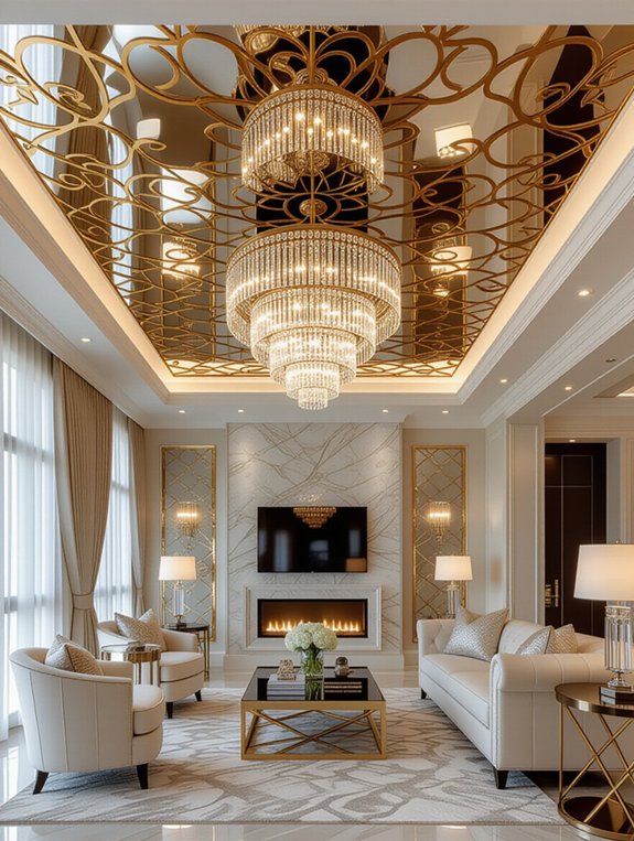 shiny metallic ceiling finishes