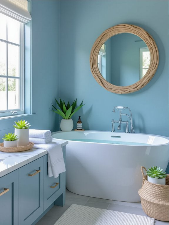 slate blue minimalist bathroom