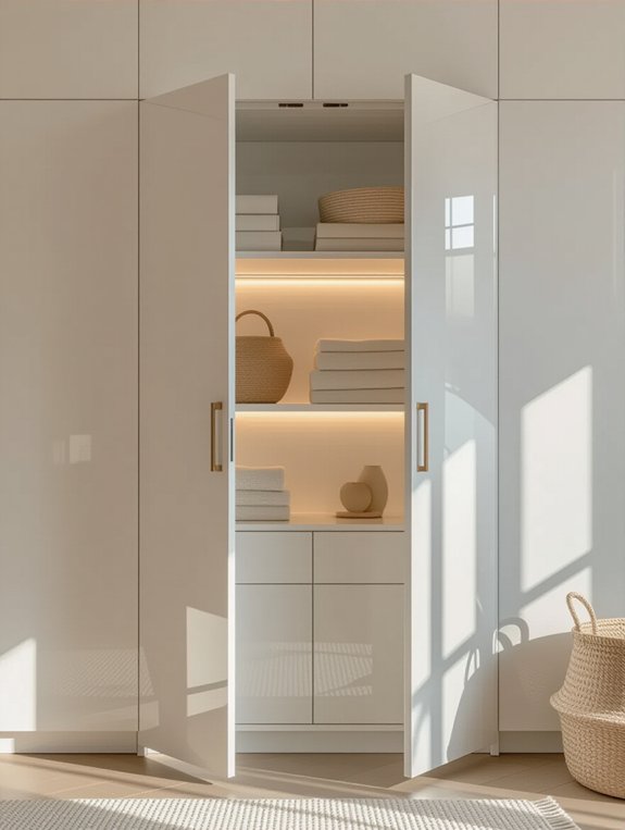 sleek glossy white laminate