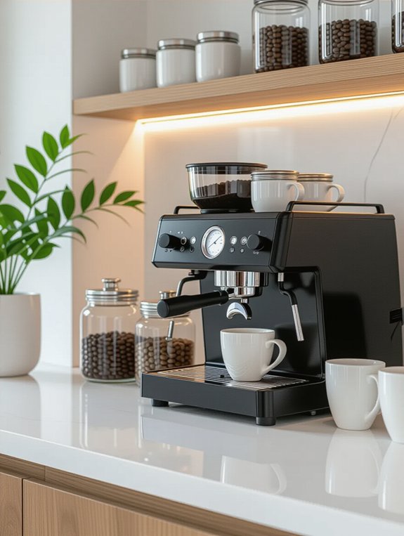 sleek minimalist coffee bar