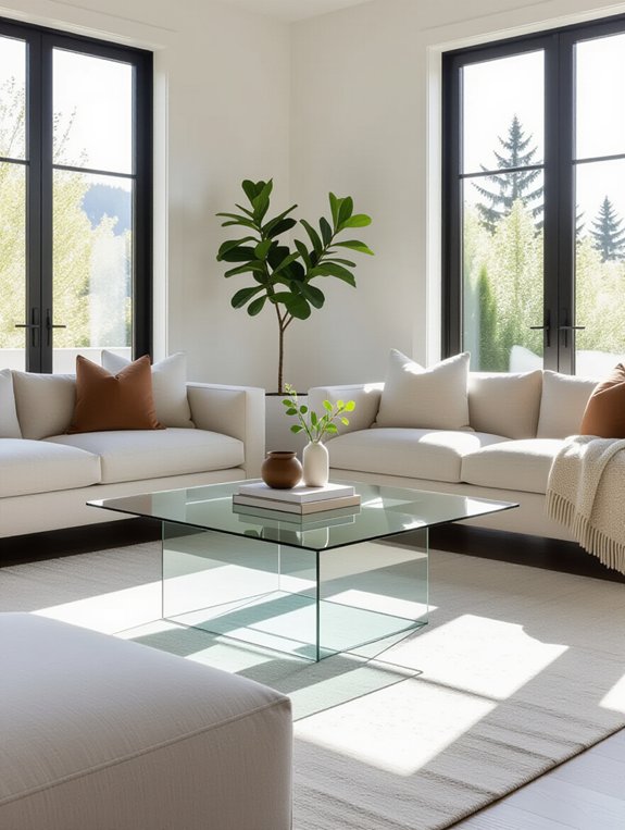 sleek minimalist glass table