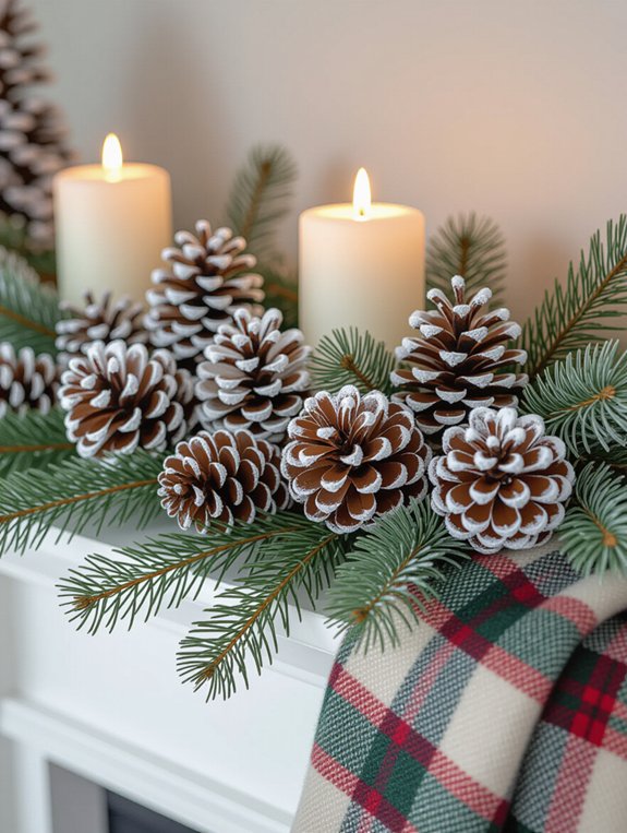 snowy pinecone winter decor