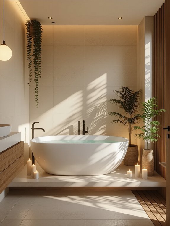 soft calming bathroom lighting