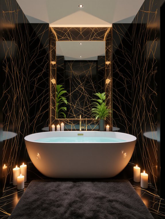 sophisticated dark marble sanctuary