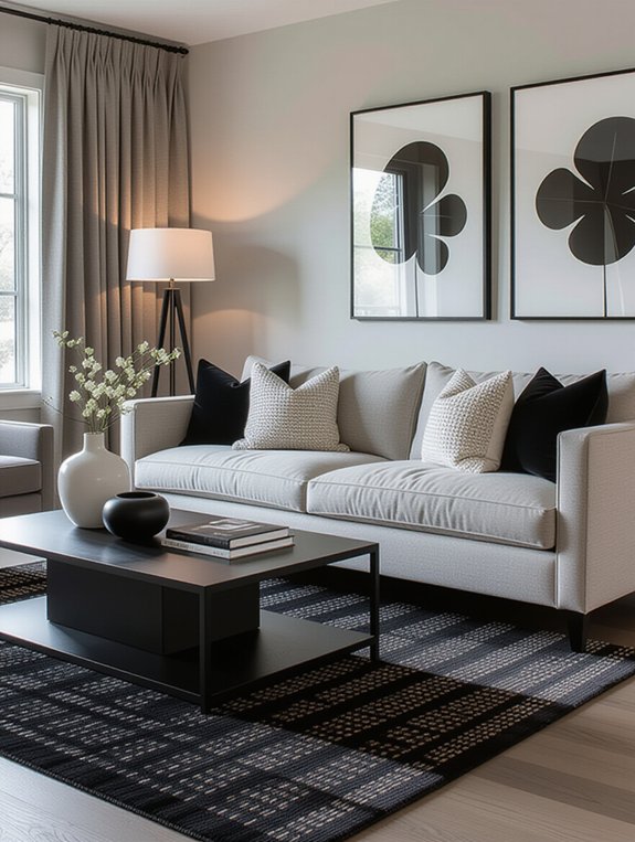 sophisticated monochromatic living room