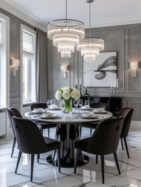 sophisticated monochrome dining elegance