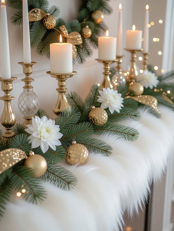 sophisticated winter mantel decor