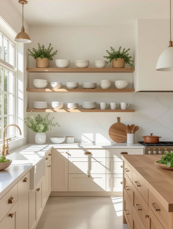 spacious organized open shelving
