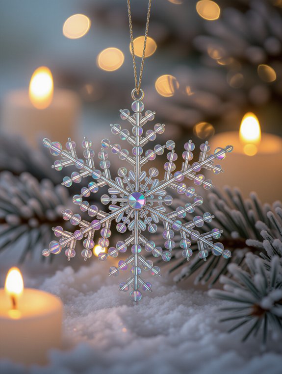 sparkling beaded snowflake ornaments