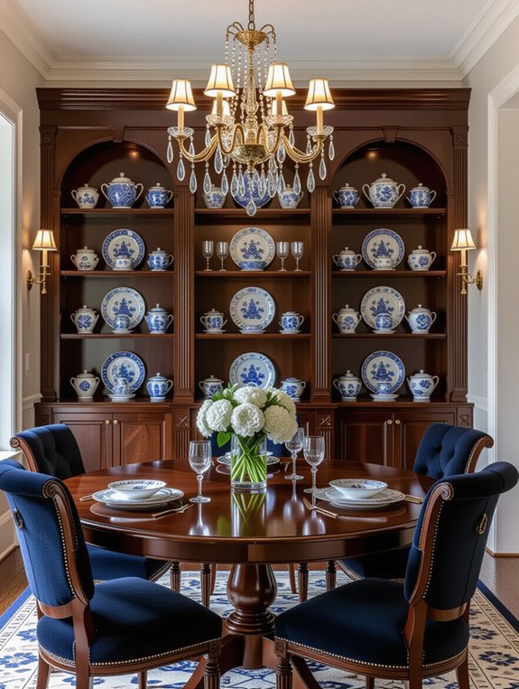 stylish built in shelving display