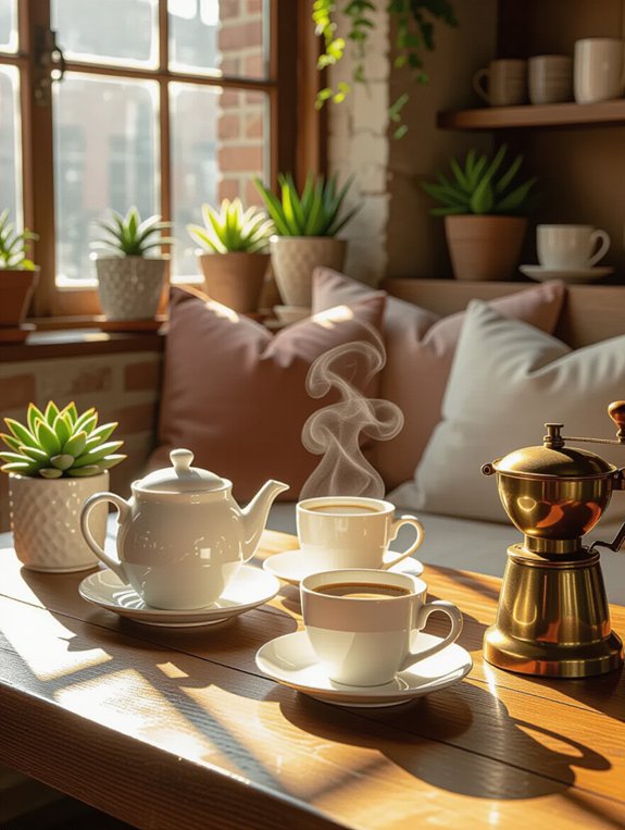 stylish coffee and tea setup