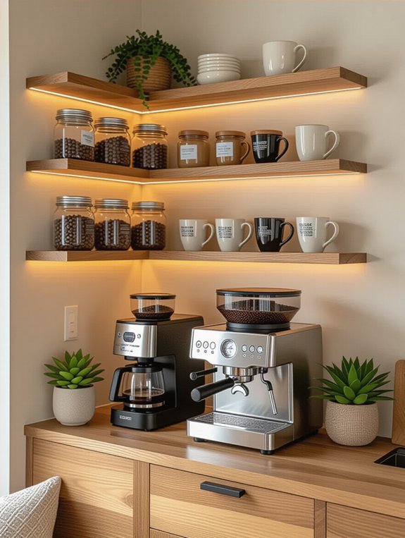 stylish corner coffee storage