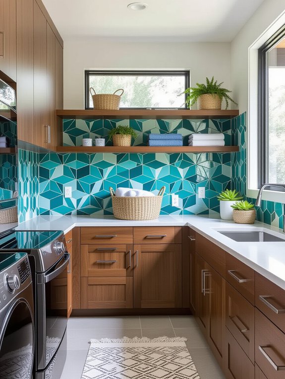 stylish laundry room backsplash