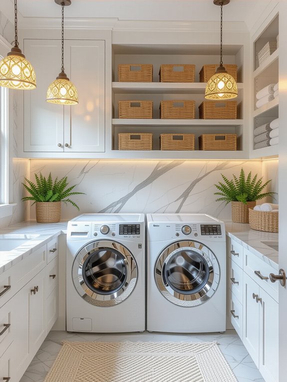 stylish lighting transforms laundry