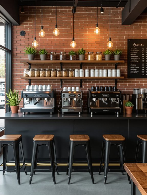 stylish modern industrial coffee bar