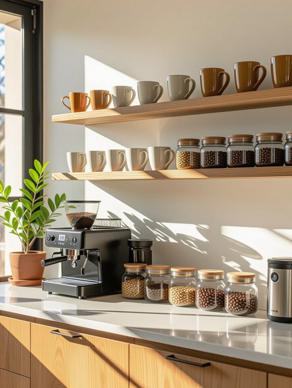 stylish open shelving display