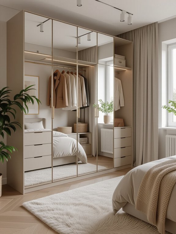 stylish space saving mirrored wardrobes