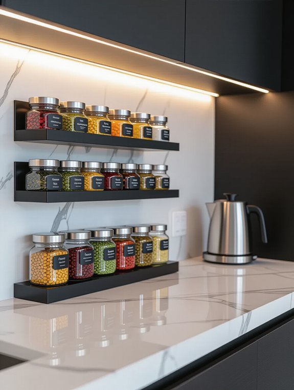 stylish space saving spice organization
