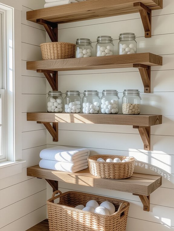 sustainable rustic bathroom storage