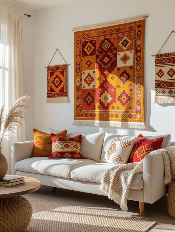 tapestries enhance living room