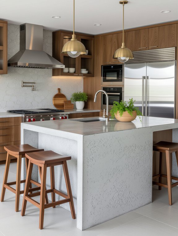 textured concrete kitchen island