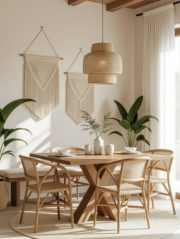 textured macram dining decor